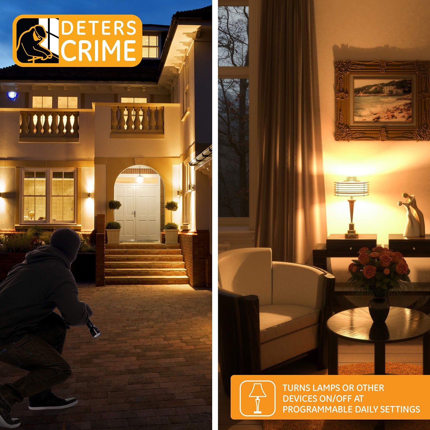 GE 24-Hour Heavy-Duty Outdoor Mechanical Timer, 2 Grounded Outlet Timer, Programmable Daily Cycle, 30-Minute Interval Outdoor Timer, Weather Resistant, Outdoor Light Timer, Black, 1 Pack, 15138