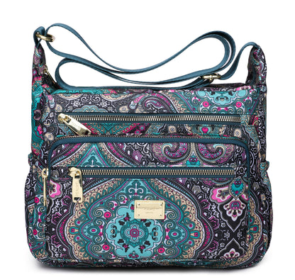 Pealwel Women Shoulder Handbag Roomy Multiple Pockets Bag Ladies Crossbody Purse Tote Top Handle Satchel(SS-Black&Blue)