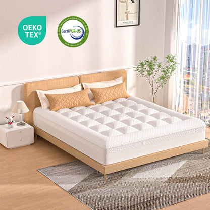 Mattress Topper Full Size, 3 Inch Full Mattress Topper Dual Layer, 1 Inch Pillow Topper and 2 Inch Cooling Gel Memory Foam Mattress Topper for Back Pain