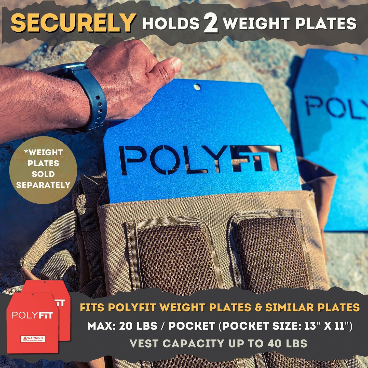 Polyfit (Fortify) Weighted Vest for Strength and Endurance Training, Fitness Workouts, Running, WODs - GREEN