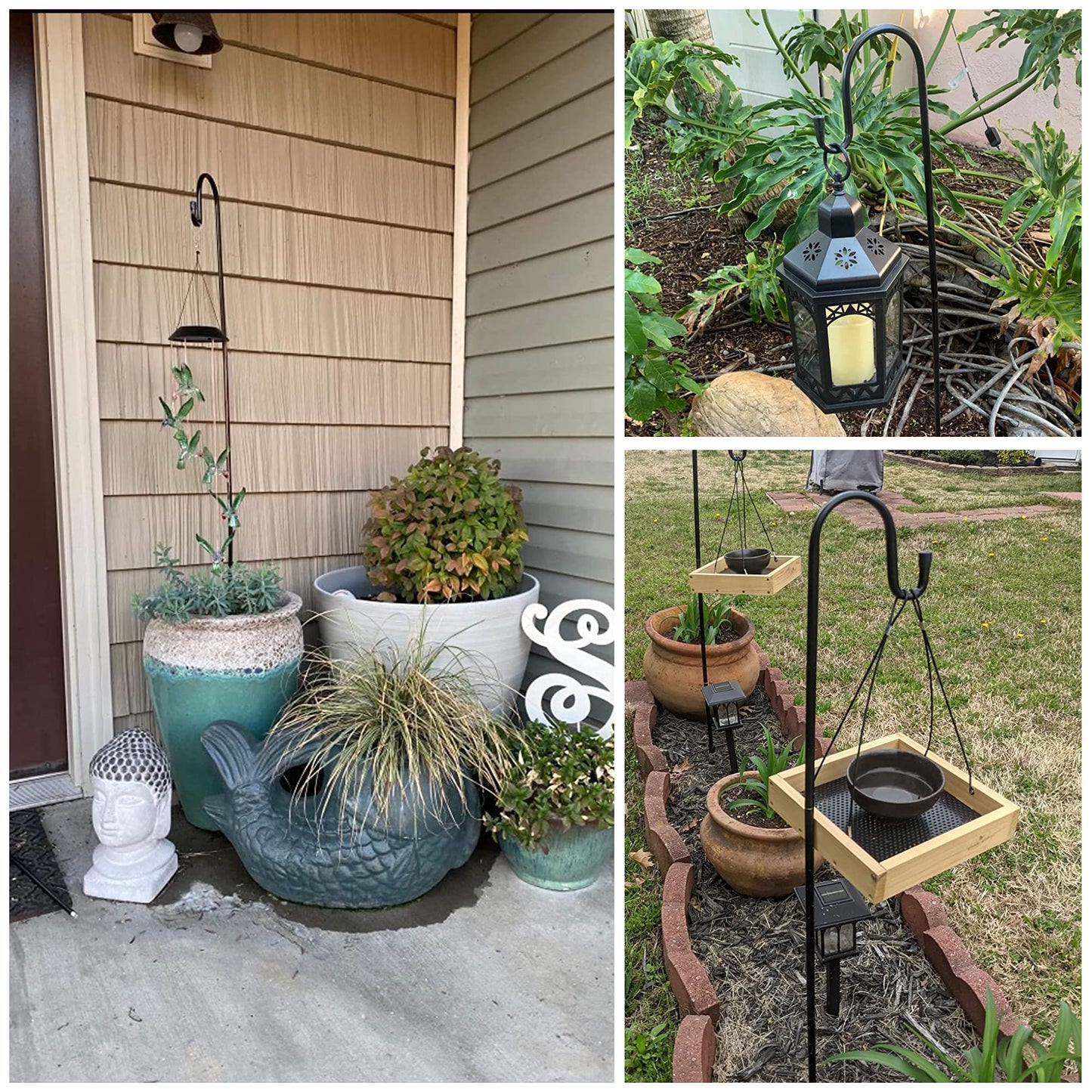 Ottsuls Bird Feeder Pole, 45 INCH Heavy Duty Shepherds Hooks for Outdoor with 5 Prong Base, Adjustable Stand Hanger for Garden Plant, Hummingbird Feeder, Lantern, Hanging Wedding Decor (1 Pack)