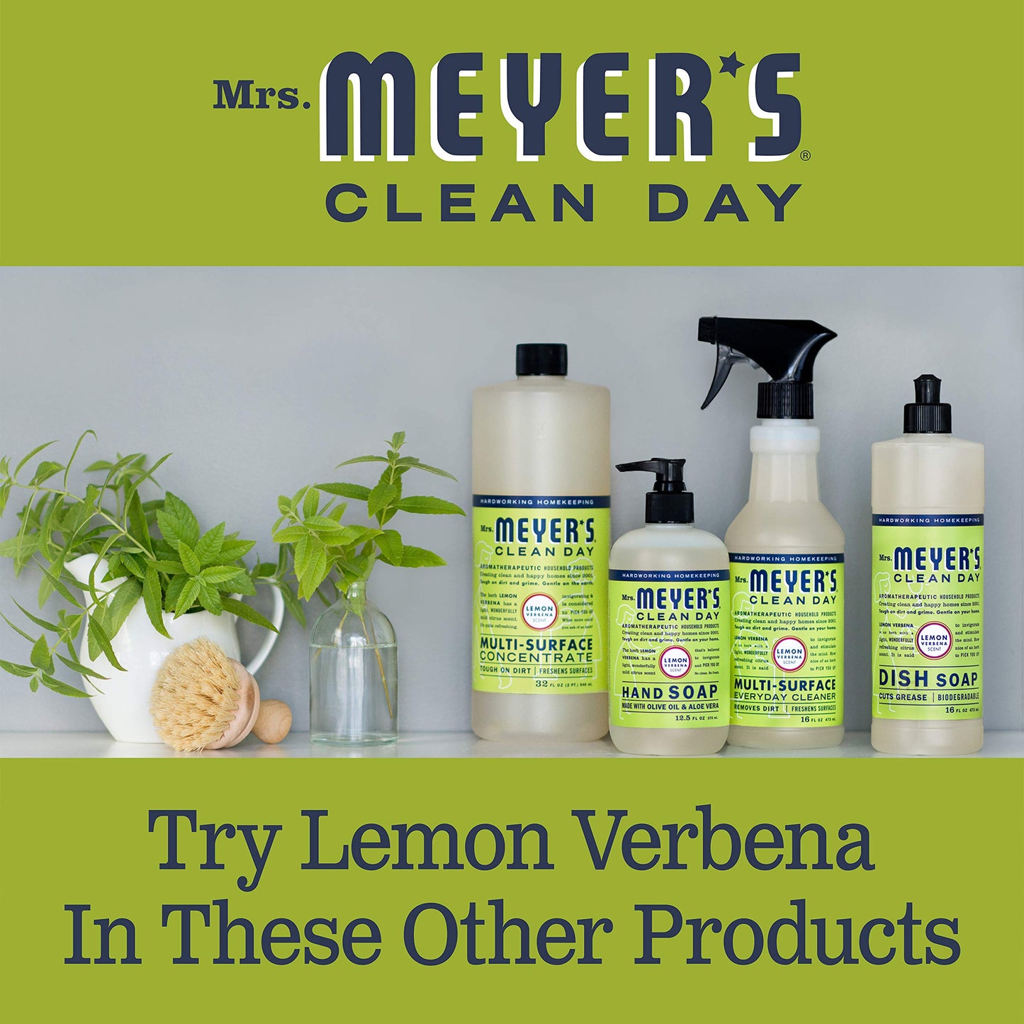 MRS. MEYER'S CLEAN DAY Liquid Hand Soap, Cruelty-Free, and Biodegradable Hand Wash Made with Essential Oils, Lemon Verbena Scent, 12.5 Oz (Pack of 3)