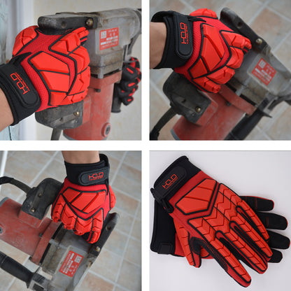 HANDLANDY Anti Vibration Gloves, SBR Padding, TPR Protector Impact Gloves, Men Mechanic Work Gloves XXL