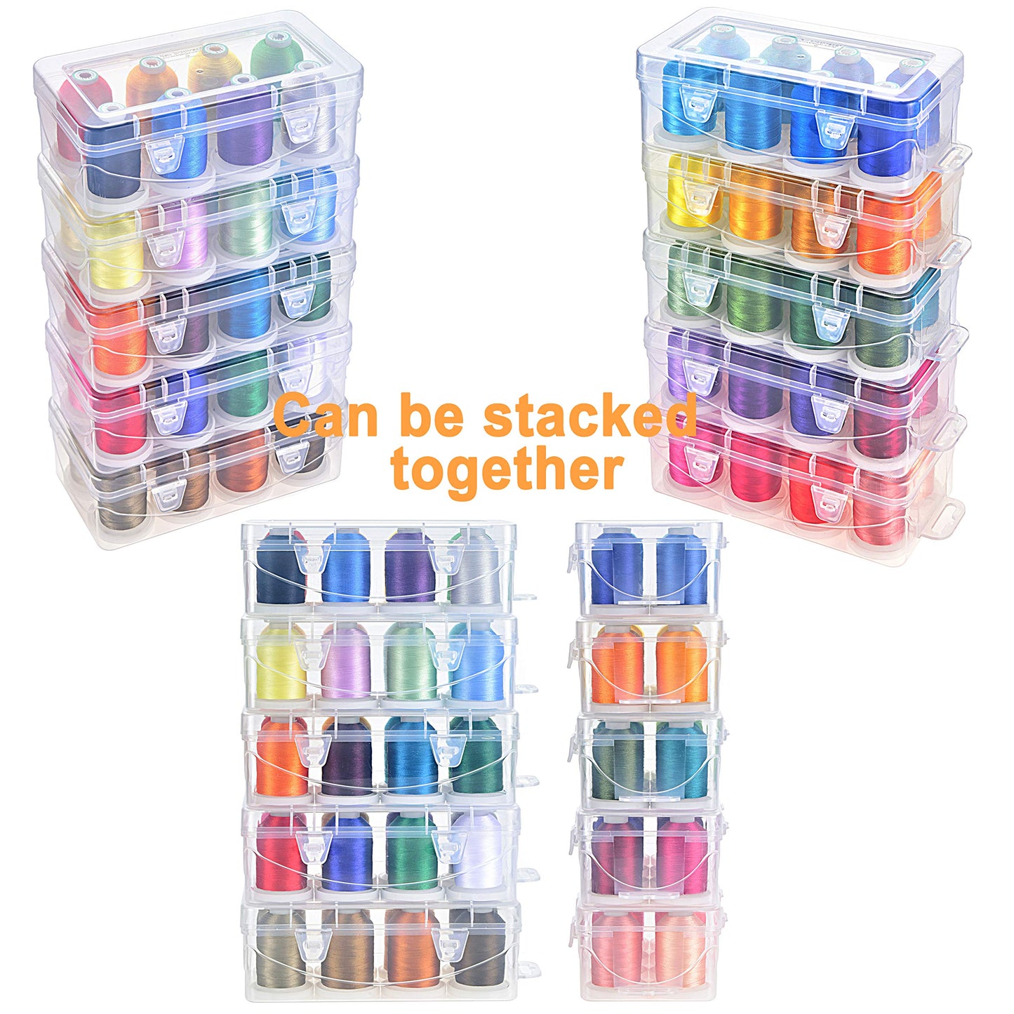 New brothread - 20 Options - 8 Snap Spools of 1000m Each Polyester Embroidery Machine Thread with Clear Plastic Storage Box for Embroidery & Quilting - Pastel Color