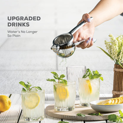 Premium Lemon Squeezer Stainless Steel - Heavy Duty Lime Squeezer, Lemon Juicer Manual With Comfortable Handle For Extracting All Juice Possible - Hand Citrus Juicer