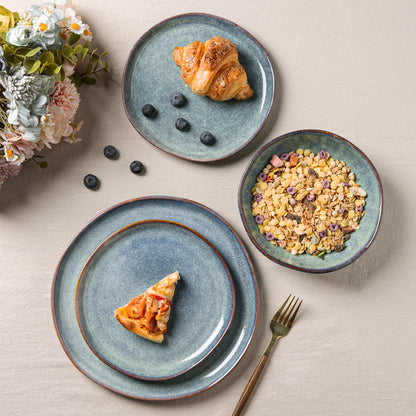 AmorArc Ceramic Dinnerware Sets,Handmade Reactive Glaze Stoneware Plates and Bowls Sets,Highly Chip and Crack Resistant | Dishwasher & Microwave Safe Dishes Set,Service for 4 (12pc)