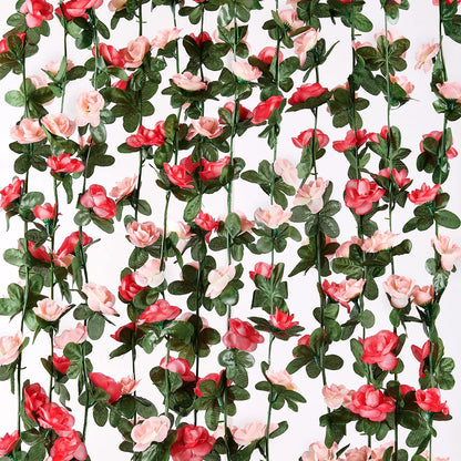 MARTINE MALL Flower Garland Rose Vines, 2 Strands 16.5Ft Flower Vines for Bedroom, Rose Floral Garland Decorations for Room Table Birthday Wedding Party Garden Wall Decor