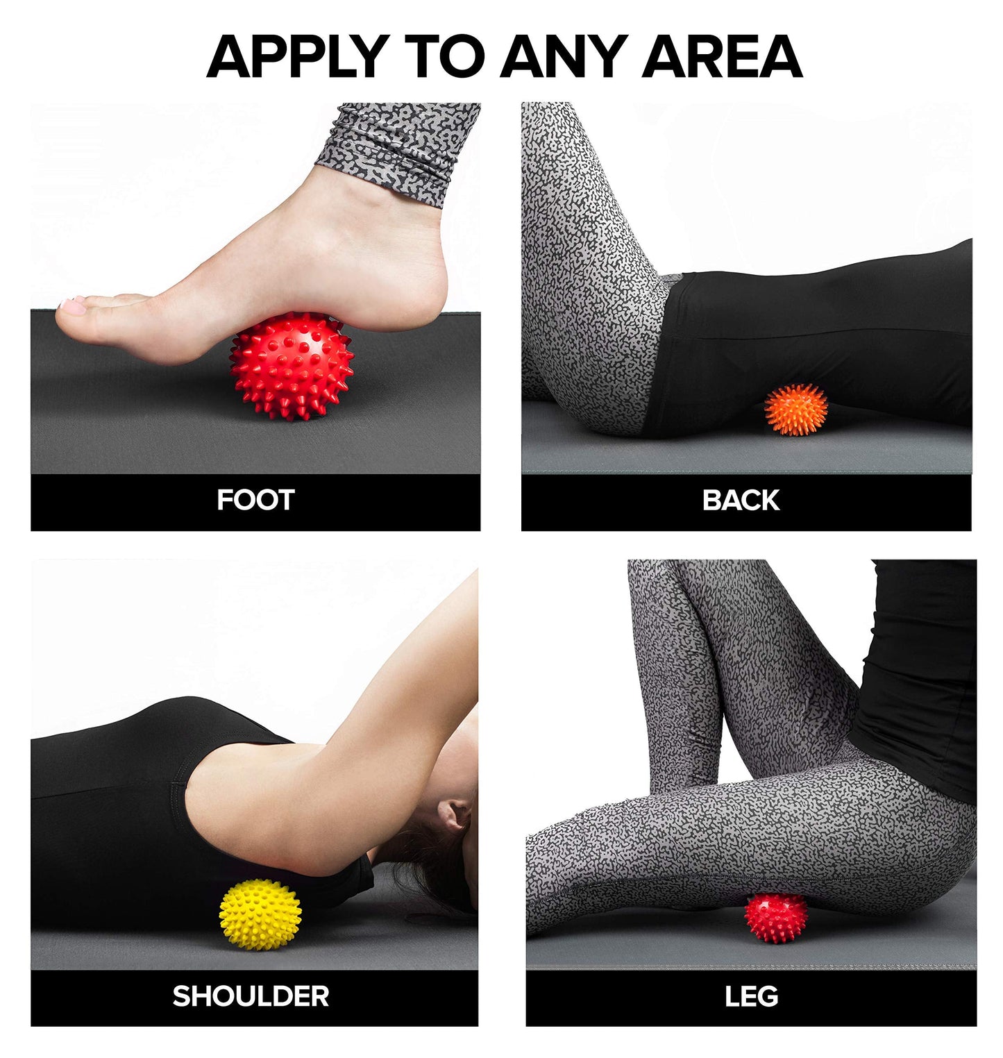 OCTOROX Spiky Massage Balls for Feet, Back, Hands, Muscles - Firm, Medium and Soft Spiked Massager Rollers for Plantar Fasciitis, Exercise, Neuro-Balance, Physical Therapy, 3-inch