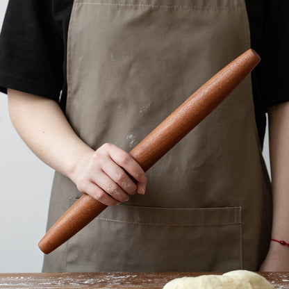Muso Wood French Rolling Pin and Silicone Baking Mat Set, Sapele Wooden Rolling Pin 15.75 Inch and Tapered Roller for Fondant, Pie Crust, Cookie, Pastry