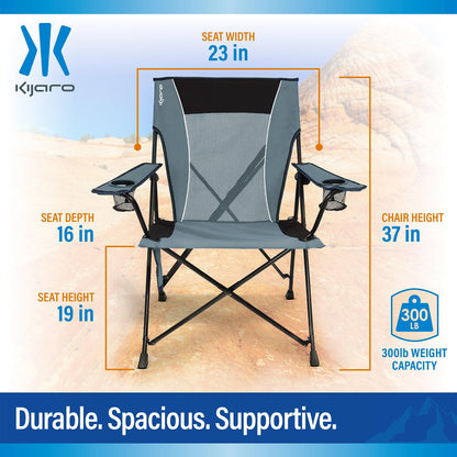 Kijaro Portable Camping Chairs - Enjoy the Outdoors with a Versatile Folding Sports Chair for Outdoor & Lawn - Dual Lock Feature Locks Position – Hallet Peak Gray