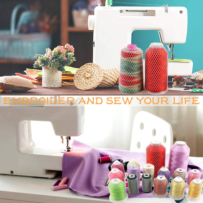 New brothread 50pcs Thread Net Spool Saver for Different Sizes of Embroidery Sewing Quilting and Serger Thread Spools/Cones - 9.8" (25cm) Long Each Piece