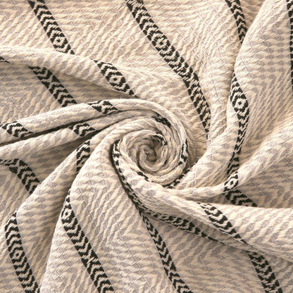 Peshtemania Premium Cotton Boho Throw Blanket |50”x60”| Grey Black and White Throw Blankets for Bed Sofa Couch Outdoor Farmhouse Turkish Throws Blankets for Sofa Bedroom Picnic Blankets Yoga