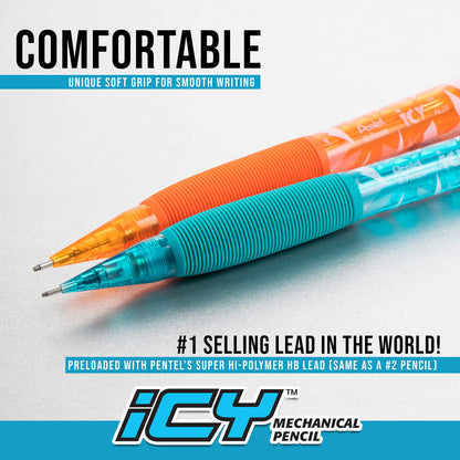 Pentel Icy Razzle-Dazzle Mechanical Pencil, (0.7mm), Assorted Barrels, Color May Vary, Pack of 12 (AL27RDBP12M)