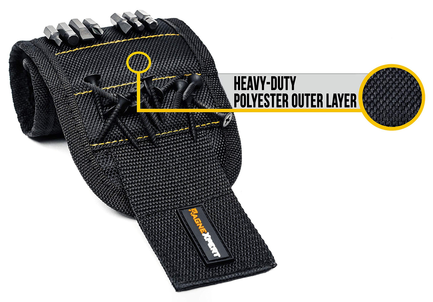 Magnelex Magnexpert Magnetic Wristband for Holding Screws, Nails and Drill Bits - Crafted from Ballistic Nylon with 15 Powerful Magnets, Stocking Stuffer for Men