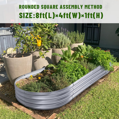 Land Guard 8×4×1 ft Galvanized Raised Garden Bed Kit，Raised Garden Boxes Outdoor, Oval Metal Raised Garden Beds for Vegetables……