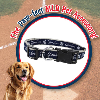MLB New York Yankees Licensed PET COLLAR- Heavy-Duty, Strong, and Durable Dog Collar. Available in 29 Baseball Teams and 4 Sizes