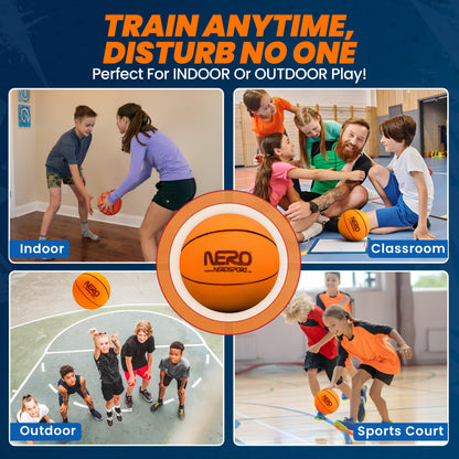 NERO SPORT Ninja Silent Basketball- Soft Foam Indoor Basketball Size 3 (7 inches) | Soundless for Quiet Dribbling and Indoor Training (Ball in Bag)