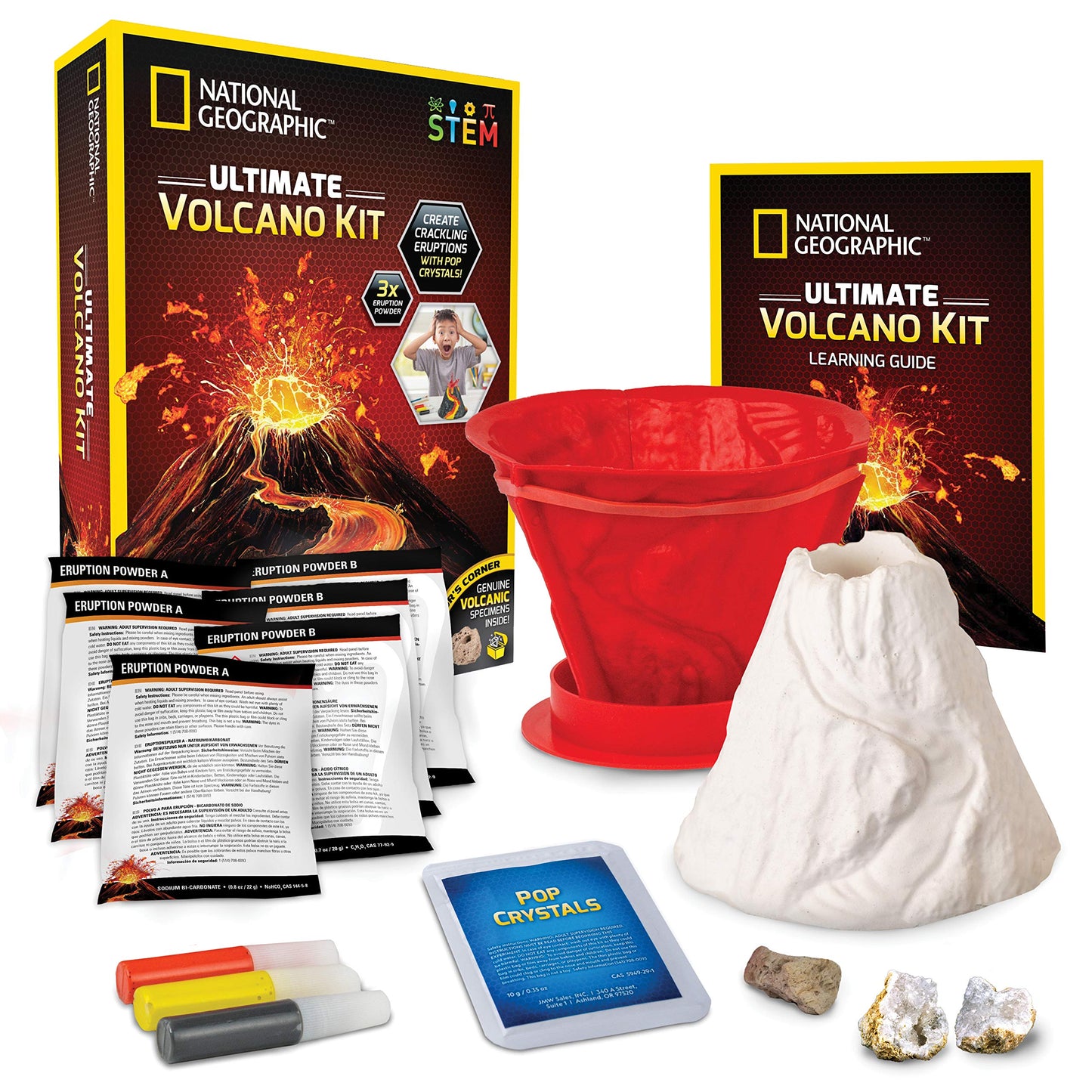 National Geographic Ultimate Volcano Kit – Erupting Volcano Science Kit for Kids, 3X More Eruptions, Pop Crystals Create Exciting Sounds, STEM Science & Educational Toys (Amazon Exclusive)
