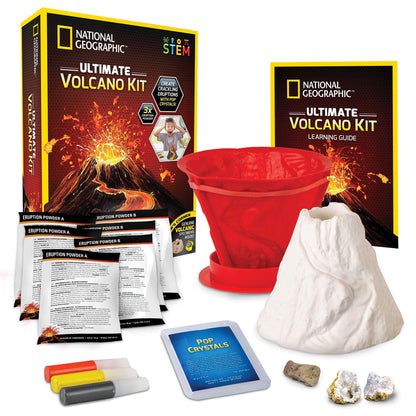 National Geographic Ultimate Volcano Kit – Erupting Volcano Science Kit for Kids, 3X More Eruptions, Pop Crystals Create Exciting Sounds, STEM Science & Educational Toys (Amazon Exclusive)
