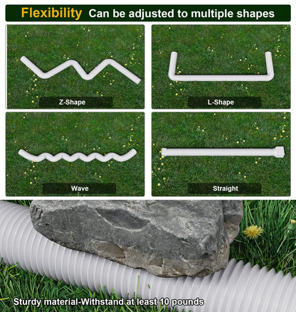 Ogutter Rain Gutter Downspout Extensions, Downspout Extender for Rainwater Drainage Flexible, Extendable 58"+66" Down Spout Drain Extension Pipes (2 Pack, White)