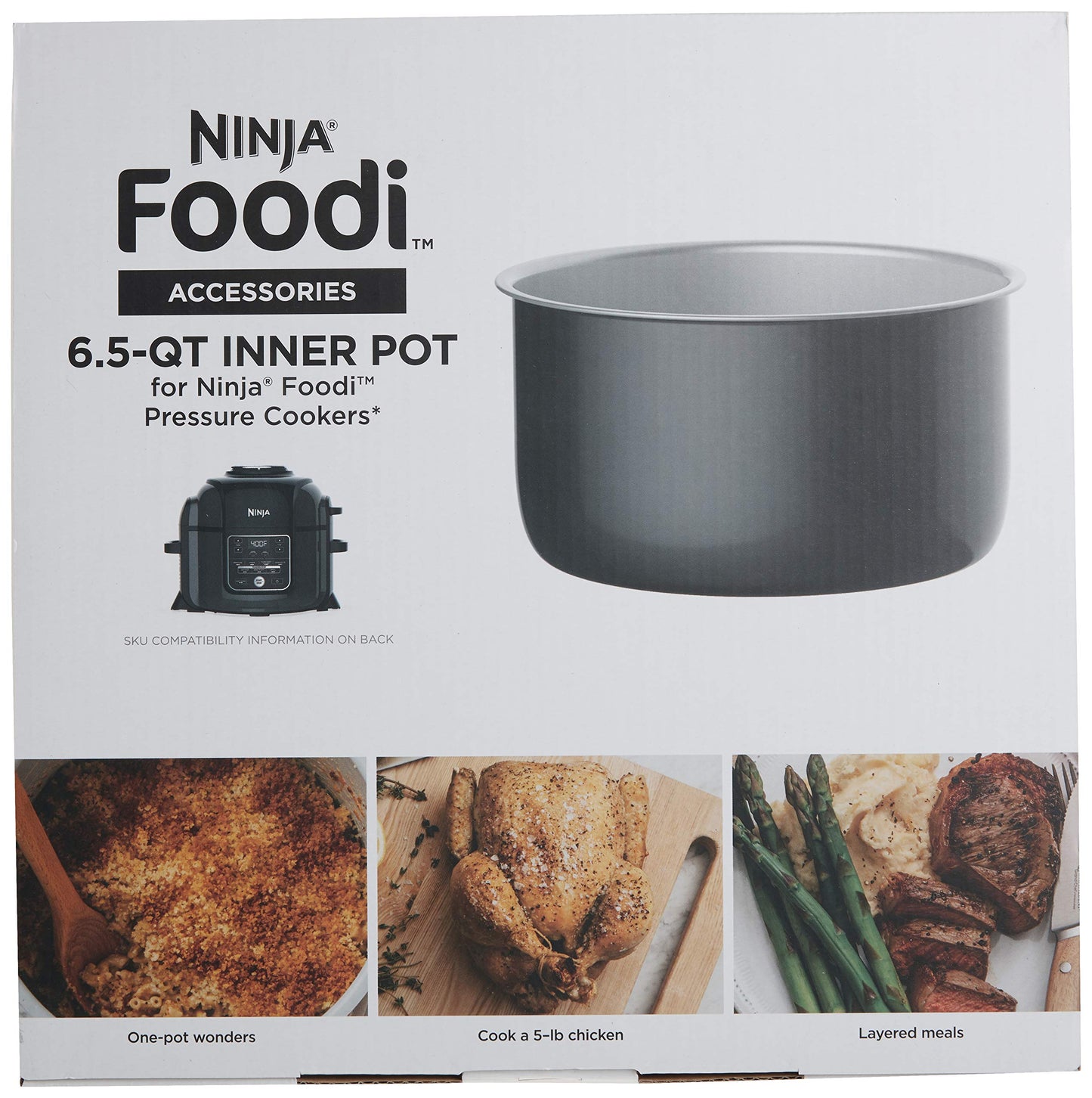 Ninja Foodi 6.5-qt. Ceramic Coated Nonstick Inner Pot, Compatible with all Ninja Foodi 6.5 qt. models, Dishwasher Safe Gray. 102FY300
