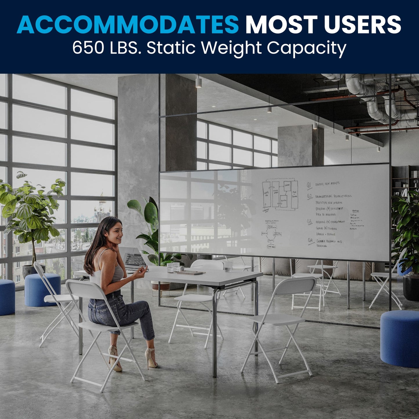 Flash Furniture Hercules Series Plastic Folding Chair - White - 4 Pack 650LB Weight Capacity Comfortable Event Chair-Lightweight Folding Chair