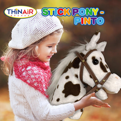 Nature Bound Stick Horse | Plush Handcrafted Hobby Horse | Stick Pony Provides Fun Pretend Play for Toddlers & Preschoolers | Handsewn, Wood, Sound Effects | Pinto Style