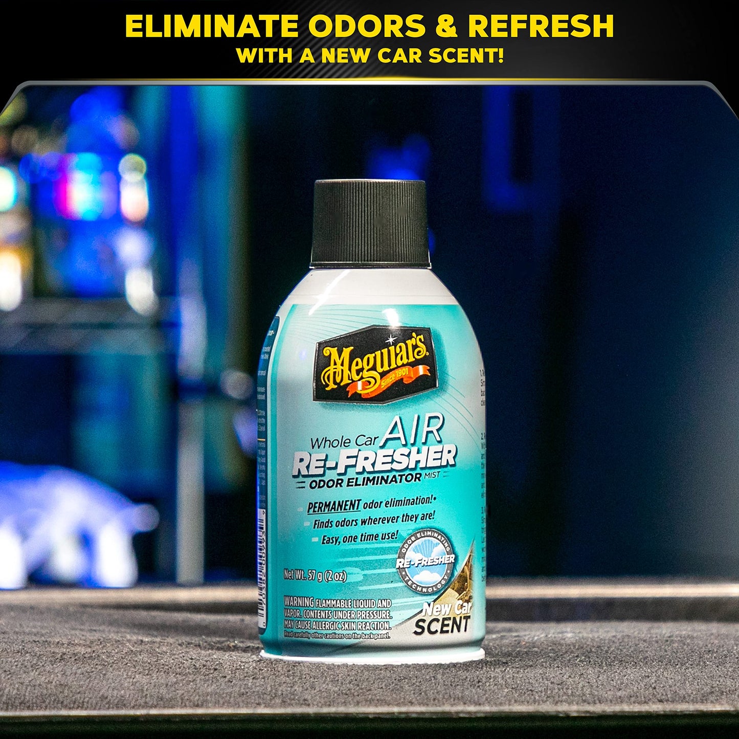 Meguiar's G16402 Whole Car Air Re-Fresher Odor Eliminator Mist, New Car Scent, 2 Fluid Ounces