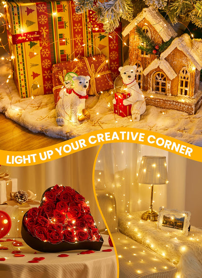 Minetom Fairy Lights with Remote, 66 Feet 200 Led Firefly String Lights Plug in for Bedroom Home Wall Ceiling Christmas Tree Wreath Craft Wedding Party Indoor Outdoor Decoration, Warm White