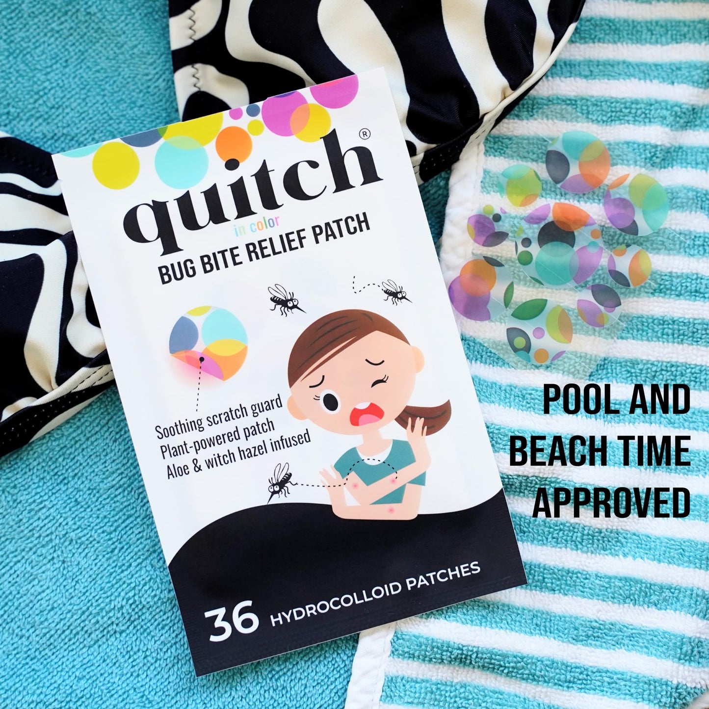 Quitch Mosquito Bite Itch Relief Patch, After Bite Insect Bite Treatment, Anti Itch Cream Alternative, Insect Bite Relief, Cruise, Travel and Camping Essential for Kids