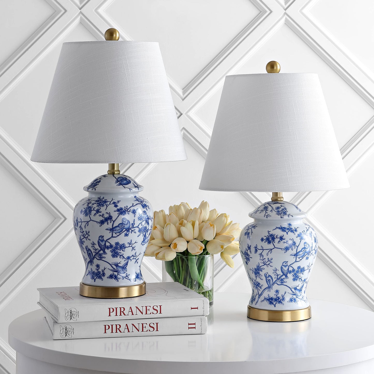 JONATHAN Y JYL3005A-SET2 Set of 2 Table Lamps Penelope 22" Chinoiserie Classic,Cottage,Traditional,for Bedroom, Living Room, Office, College Dorm, Coffee Table, Bookcase, Blue/White