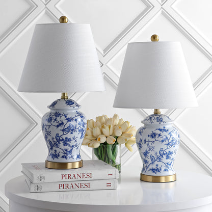 JONATHAN Y JYL3005A-SET2 Set of 2 Table Lamps Penelope 22" Chinoiserie Classic,Cottage,Traditional,for Bedroom, Living Room, Office, College Dorm, Coffee Table, Bookcase, Blue/White
