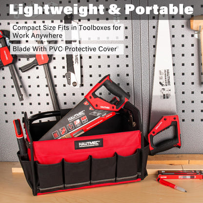 HAUTMEC 14" Universal Hand Saw, 11 TPI Fine Cut Wood Saw with Hardened Triple-Ground Teeth & Bi-Material Ergonomic Handle, Compact Handsaw for Wood, Plastic, PVC, Laminate & Branch Cutting – HT0024