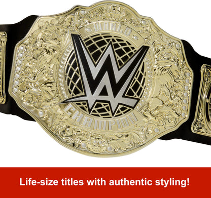 Mattel WWE Championship Title, World Heavyweight Championship Role-Play & Costume Piece, Leather-Like Belt 3+ Feet with One-Time Adjustment