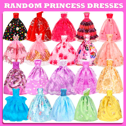 71 Pcs Doll Clothes and Accessories, 5 Wedding Gowns 9 Fashion Dresses 3 Tops 3 Pants 3 Bikini Swimsuits 20 Shoes for 11.5 inch Doll Christmas Stocking Stuffers Girls Gift Age 5-7 8-10
