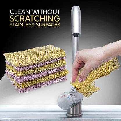Heavy Duty Dish Scrubbers, Non-Scratch Scouring Pads - Odorless & Long Lasting Mesh Dish Cloth - Replace Sponges - Kitchen, Floor and Bathroom Usage - Made in Korea (2 Pcs)