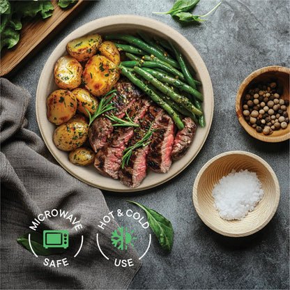 Paper Plates, 100% Compostable Heavy Duty Disposable 10 Inch Plate - [125-Pack] - {PFAS-Free} - {BPI Certified} Eco-Friendly, Biodegradable Bagasse