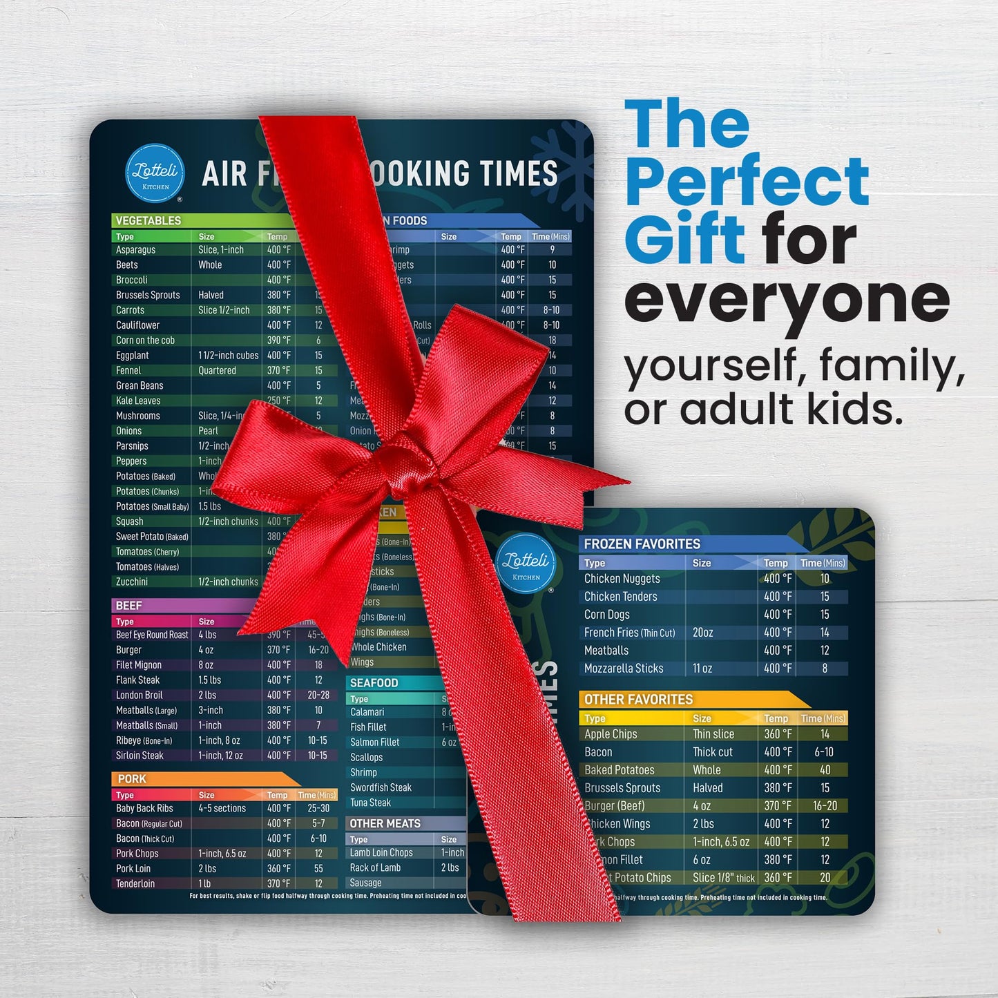 Air Fryer Magnetic Cheat Sheet Set - Air Fryer Accessories Cookbook - As Seen on the Today Show an Easy to Use AirFryer Time Chart Set - Strong Magnet Quick Reference Cooking Guide for Frying (Black)