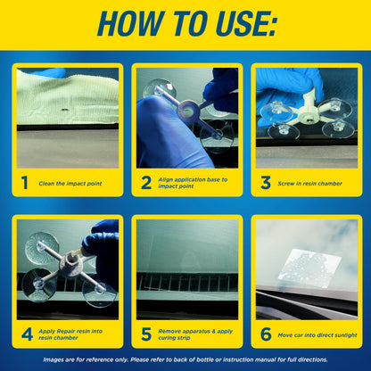 Rain-X 600001 Windshield Repair Kit - Quick and Easy Durable Resin Based Windshield Repair Kit for Chips and Cracks, Good for Round Damage Below 1" in Diameter and Cracks Smaller Than 12" in Length