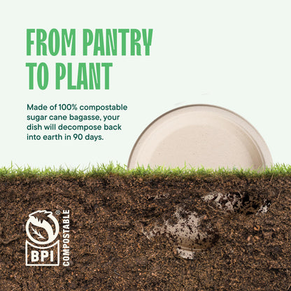Paper Plates, 100% Compostable Heavy Duty Disposable 10 Inch Plate - [125-Pack] - {PFAS-Free} - {BPI Certified} Eco-Friendly, Biodegradable Bagasse