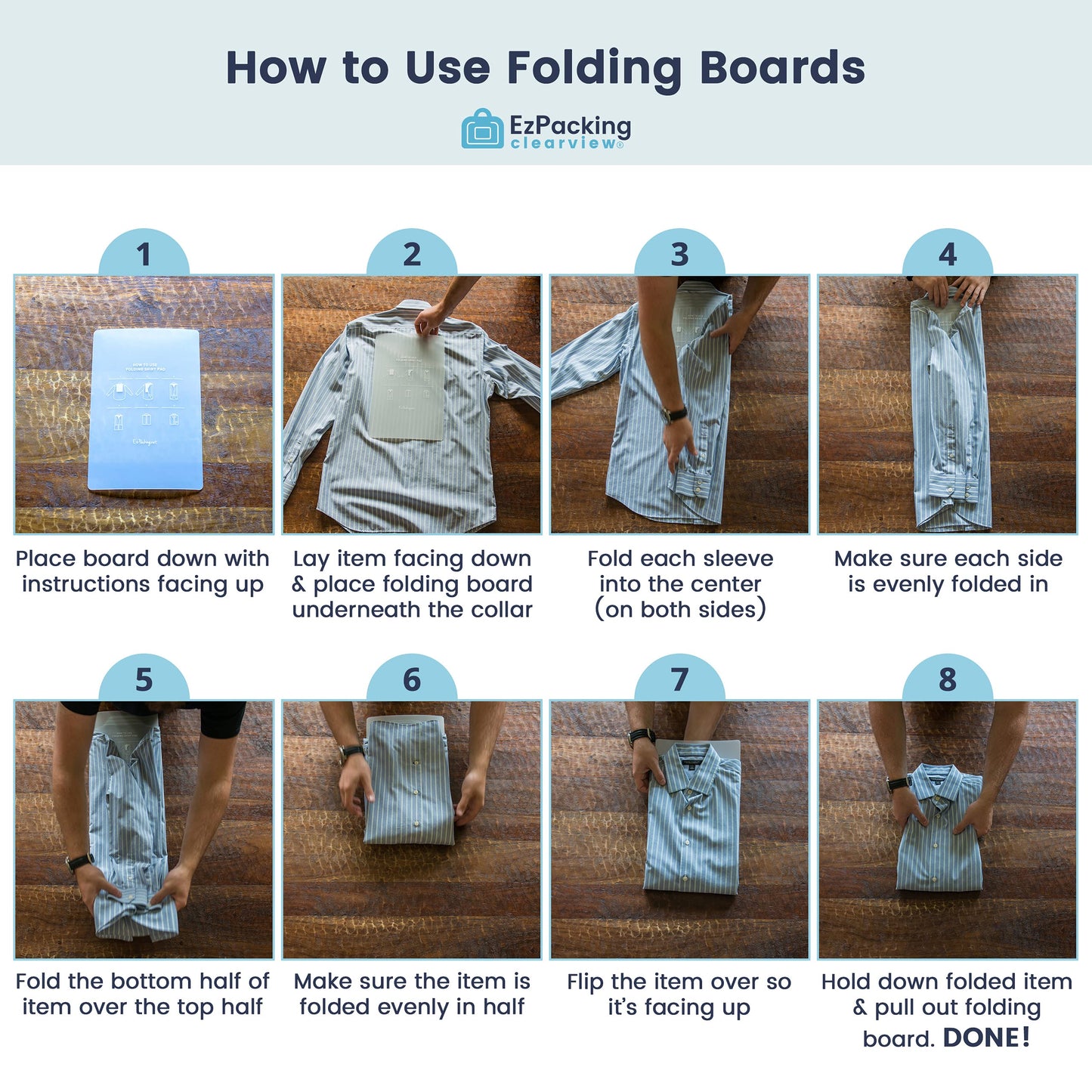 Laundry Folding Boards for Clothing & Garments Set of 3 / For Adults & Kids/Perfect for T-Shirts, Dress Shirts & Sweaters/Folding Helper Tool in Small, Medium & Large/For Travel, Home or Retail