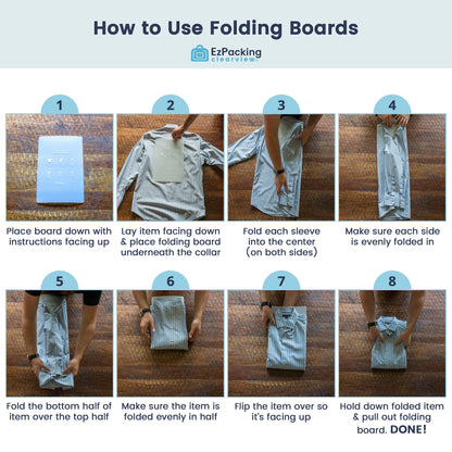 Laundry Folding Boards for Clothing & Garments Set of 3 / For Adults & Kids/Perfect for T-Shirts, Dress Shirts & Sweaters/Folding Helper Tool in Small, Medium & Large/For Travel, Home or Retail