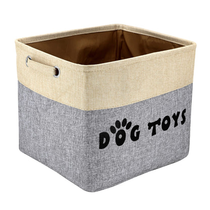PET ARTIST Large Dog Toy Basket Bin - Rectangular Storage Box Chest Organizer for Dog Toys,Coats,Clothing,Apparel & Accessories & Blanket,Gray,15"x13"x12"