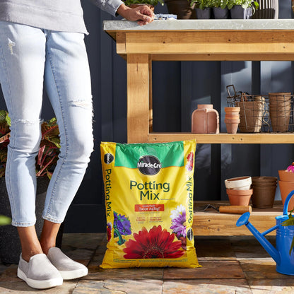 Miracle-Gro Potting Mix, For Container Plants, Flowers, Vegetables, Annuals, Perennials, Shrubs, Feeds for up to 6 Months, 16. qt., 2-Pack