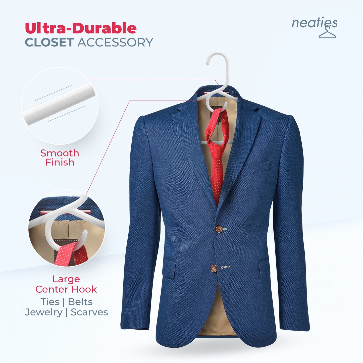 Made in USA Heavy Duty Clothes Hangers Bulk - 20, 30, 50, 100 Pack Available - Strong Plastic Hangers for Jackets, Coats, Closet and Clothing (18pk White)