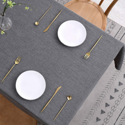 maxmill Flaxy Faux Linen Tablecloth with 2-Tone Slubby Texture Wrinkle Free Anti-Shrink Soft Table Cloth for Kitchen Dining Tabletop for Outdoor and Indoor Use Rectangle 60 x 84 Inch Charcoal