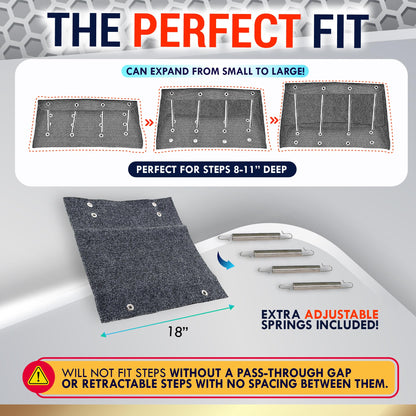 LATCH.IT RV Step Covers 3 Pack | 18" Wide Camper Step Covers | Gray RV Stair Covers | RV Step Carpet Fits 8-11" Deep RV Stairs | RV Stair Carpet | RV Step Cover | Keep Your RV Clean w/Our RV Step Rug