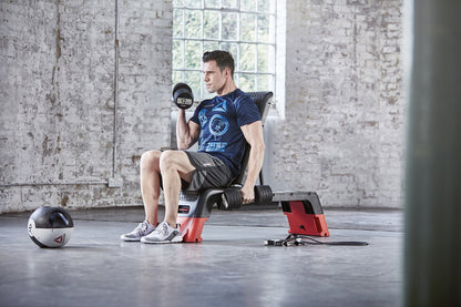 Reebok Professional 47-Inch Long Multi-Purpose Aerobic, Cardio, and Strength Challenging Home Fitness Deck Bench, Black