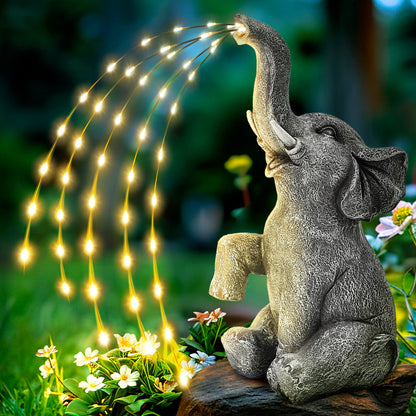 GIGALUMI Solar Garden Decor Upgraded Elephant Statues Outdoor, Birthday Gifts for Women Mom Grandma Senior Elder, Elephant Ornament for Balcony, Garden, Patio, Yard, Lawn (Twinkling Lights Only)