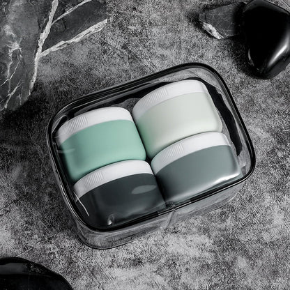 Kuangre Travel Containers for Toiletries, Silicone Cream Jars BPA Free, TSA Approved 2oz Travel Size Containers, Leak-proof Travel Essentials with Lid for Cosmetic Face Hand Body Cream (4 Pack)